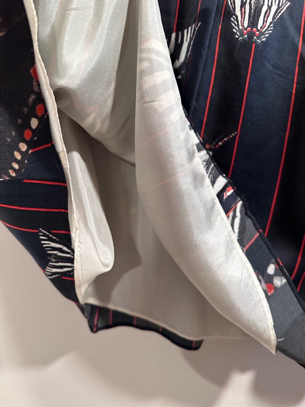 Vintage ERDEM Navy Black Red Stripes Peplum Top Butterflies 100%Silk US 6 EUC - Picture 9 of 16